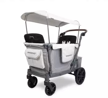 WONDERFOLD L2 Bollerwagen f&uuml;r 2 Kinder, grau (L2-GRY)