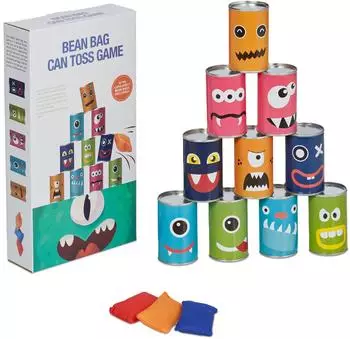Relaxdays Dosenwurfspiel Jahrmarktspiel für Kinder