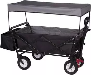 Woltu Bollerwagen XXL faltbar mit Sonnendach, Bremse, 80kg, anthrazit (TW007ang)
