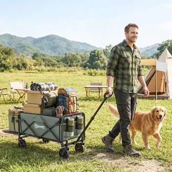 Outsunny Gartenwagen klappbar 72L 90kg, gr&uuml;n