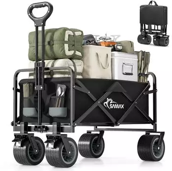 SAMAX Bollerwagen faltbar Offroad 200kg, Camping Edition, schwarz/grau (43866070V)