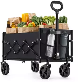 Songmics Faltbarer Handwagen 90L, 4 Rollen, 150kg (KTC001)