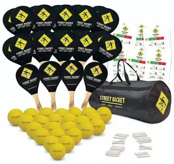 Schildkr&ouml;t Street Racket Schulsport-Set, 24 Schl&auml;ger, 24 B&auml;lle, 36 Kreide (970041)