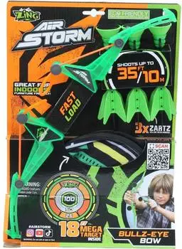 Zing Designs Air Storm Bullz Eye Bow mit 3 Klettverschluss-Pfeilen und Ziel (AS200_GREEN)
