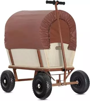 Stagecaptain Bollycart Holz-Bollerwagen mit Offroad-Reifen und abnehmbarem Dach (BW-1812D)