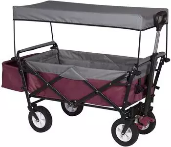 Woltu Bollerwagen faltbar mit Sonnenschutz, fuchsia, 80kg (TW008fsg)