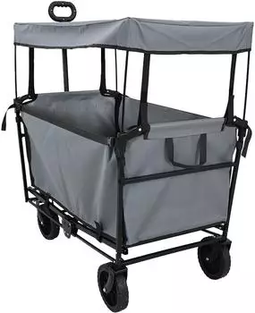 vidaXL Klapp-Handwagen grau, Oxford-Stoff, 105x56,5x116cm