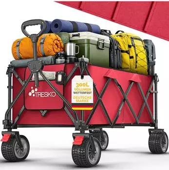 Tresko Bollerwagen faltbar 300L, 150kg, rot (TKHW-005)