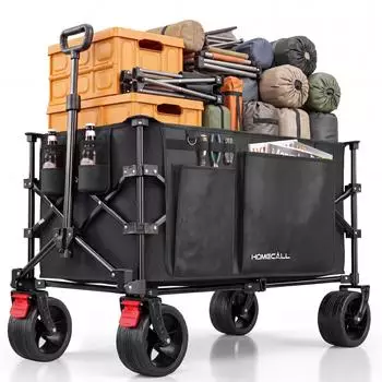 HOMECALL Bollerwagen faltbar 200L 200kg mit K&uuml;hltasche, schwarz