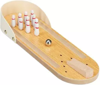 Relaxdays Tischbowling Mini Bowlingbahn, 10 Pins, Holz (10024377)