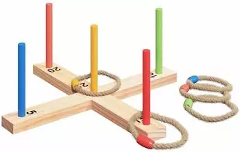 vidaXL Ringwurfspielset mehrfarbig, Kiefernholz massiv, 41x41x16cm