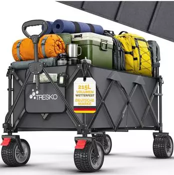 Tresko Bollerwagen GV-215 faltbar 215L mit Bremse, All-Terrain-Räder (TKGV-007)