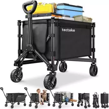 TecTake SmartRider Klappwagen, Profilr&auml;der, Teleskopgriff, schwarz