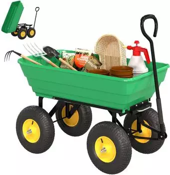 Outsunny Gartenwagen mit Kippfunktion, 75L, bis 200kg, dunkelgr&uuml;n (845-636)