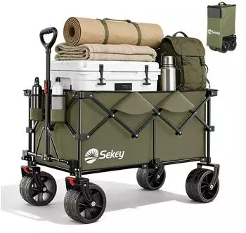 Sekey XXL Plus Faltbollerwagen 200L, 200kg, All-Terrain-R&auml;der, olivgr&uuml;n (FW195)