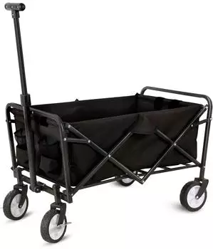 Spetebo Faltbarer Bollerwagen 300D Oxford schwarz, 80kg, Teleskopgriff