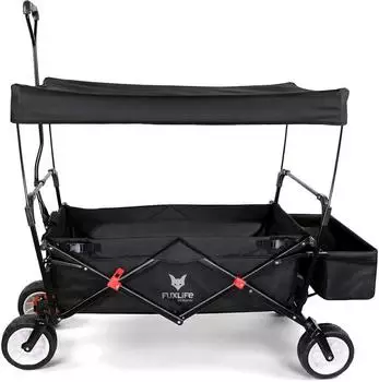 FUXTEC FX-CT350 faltbarer Bollerwagen, schwarz, Sonnendach & Hecktasche (FX-CT350)