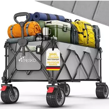 Tresko Bollerwagen faltbar 300L, 150kg, All-Terrain-Räder (TKHW-001)