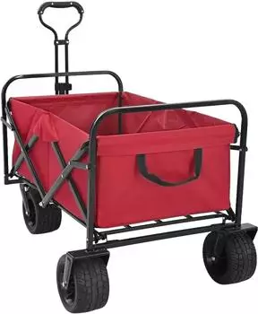 vidaXL Klappbarer Bollerwagen rot, Stahl und Oxford-Polyester, 89x63x96cm