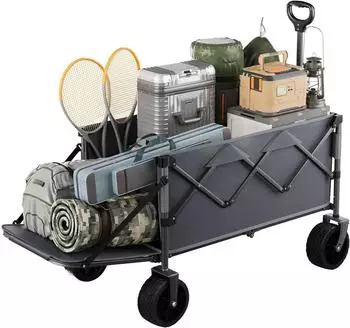 Woltu Bollerwagen faltbar 150kg mit Hintert&uuml;r und Bremse (W0UETT0873)