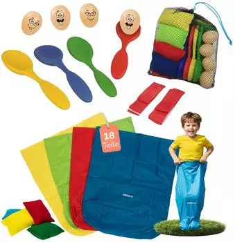 Alldoro 4-in-1 Kindergeburtstag Party-Spieleset, 18-teilig (60341)