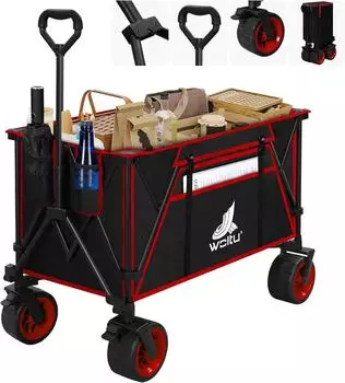Woltu Bollerwagen faltbar mit Bremsen 240L 120kg schwarz+rot (W0UETT0103)