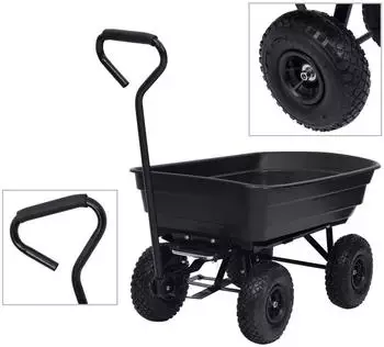 vidaXL Garten-Kippwagen 300kg 75L schwarz (92579)