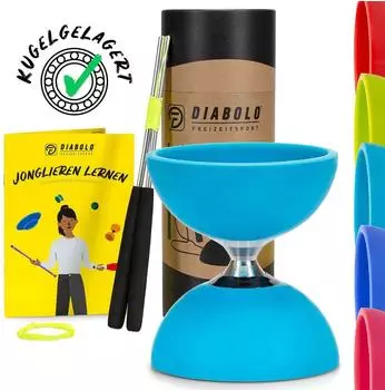 Diabolo Jonglier-Set Pro mit Kugellager, türkis, Alu-Handstäbe (21022)