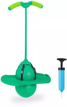 Relaxdays Pogo Ball mit Griffen f&uuml;r Kinder, bis 100kg, gr&uuml;n/schwarz