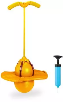 Relaxdays Pogo Ball mit Griffen f&uuml;r Kinder, bis 100kg, gelb/schwarz