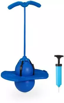 Relaxdays Pogo Ball mit Griffen f&uuml;r Kinder, bis 100kg, blau (74x39x29cm)