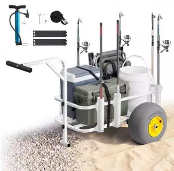 VEVOR Angelwagen faltbar, 90,7kg, 7 Rutenhalter, 13-Zoll PU-Luftreifen