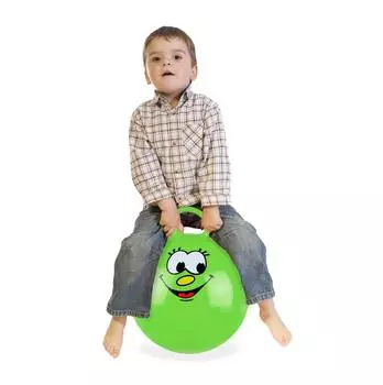 Relaxdays Hüpfball mit Gesicht & Griff, grün, Ø 45cm, bis 150kg