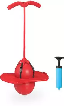 Relaxdays Pogo Ball mit Griffen für Kinder, bis 100kg, rot/schwarz