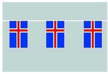 flaggenmeer Flaggenkette Island 6 m 8 Flaggen Polyester ca. 30 cm x 45 cm