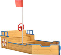 Juskys Sandkasten K&auml;pt&rsquo;n Pit - Piratenschiff Boot Aus Holz - Gro&szlig;e Kinder