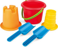 Hape Sandspielzeug E4053 5-in-1 Strandset, mit Eimer, 2 Schaufeln, Sieb &...