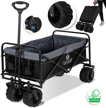 Kesser Bollerwagen faltbar mit beite Reifen bis 80 kg schwarz