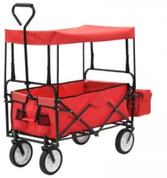 vidaXL Klappbarer Handwagen mit Sonnendach rot