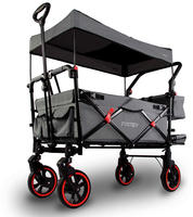 Fuxlife Fx-ct850 Braun Faltbarer Bollerwagen Mit Uv-sonnendach, Hecktasche Und