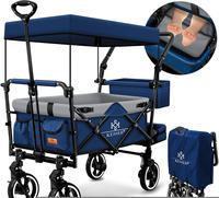 Bollerwagen Faltbar Gts-9100 Mit Dach Handwagen Transportwagen Klappbar Inkl. 2x