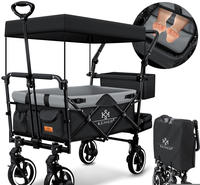 Bollerwagen Faltbar Gts-9100 Mit Dach Handwagen Transportwagen Klappbar Inkl. 2x