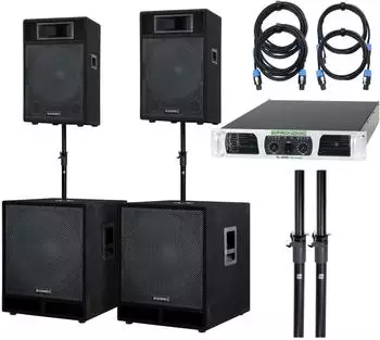 McGrey Powerstage-2800 PA-Komplett-Anlage 2x10" Tops, 2x15" Subwoofer, 2800W (00041781)