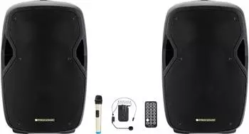 Pronomic MOVE 15MA-A mobiles PA-Stereo-Set mit 2 Mikrofonen, 30W, Bluetooth (00093026)