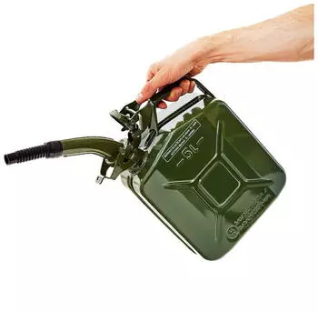 B+W Metall Benzinkanister 5 Liter mit Ausgießer Olivegrün RAL 6003 UN-Zulassung