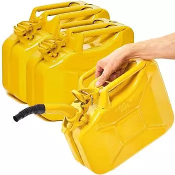 B+W Benzinkanister Metall 10 L mit Ausgießer (mit Ausgießer) und UN-Zulassung Gelb RAL 1018