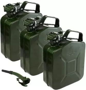Baumarktplus Benzinkanister Dieselkanister Metall 3x 5 L + Ausgießer Nato