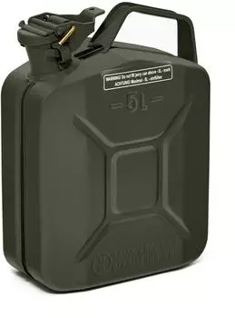B+W Benzinkanister Metall 5 Liter Bronzegr&uuml;n RAL 6031-F9 (nach NATO Standard) und UN-Zulassung Bronzegr&uuml;n RAL 6031-F9