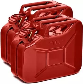 B+W Benzinkanister Metall 2x 10 Liter Rot RAL 3000 und UN-Zulassung 0,9mm Stahl nach DIN 7274 für Benzin Diesel E10 2-Takt