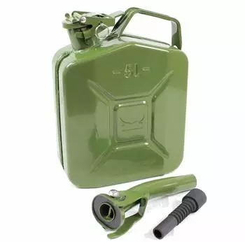 Trutzholm Benzinkanister Metall 5 Liter Olivgr&uuml;n inkl. Ausgie&szlig;er mit UN-Zulassung Kanister f&uuml;r Benzin und Diesel